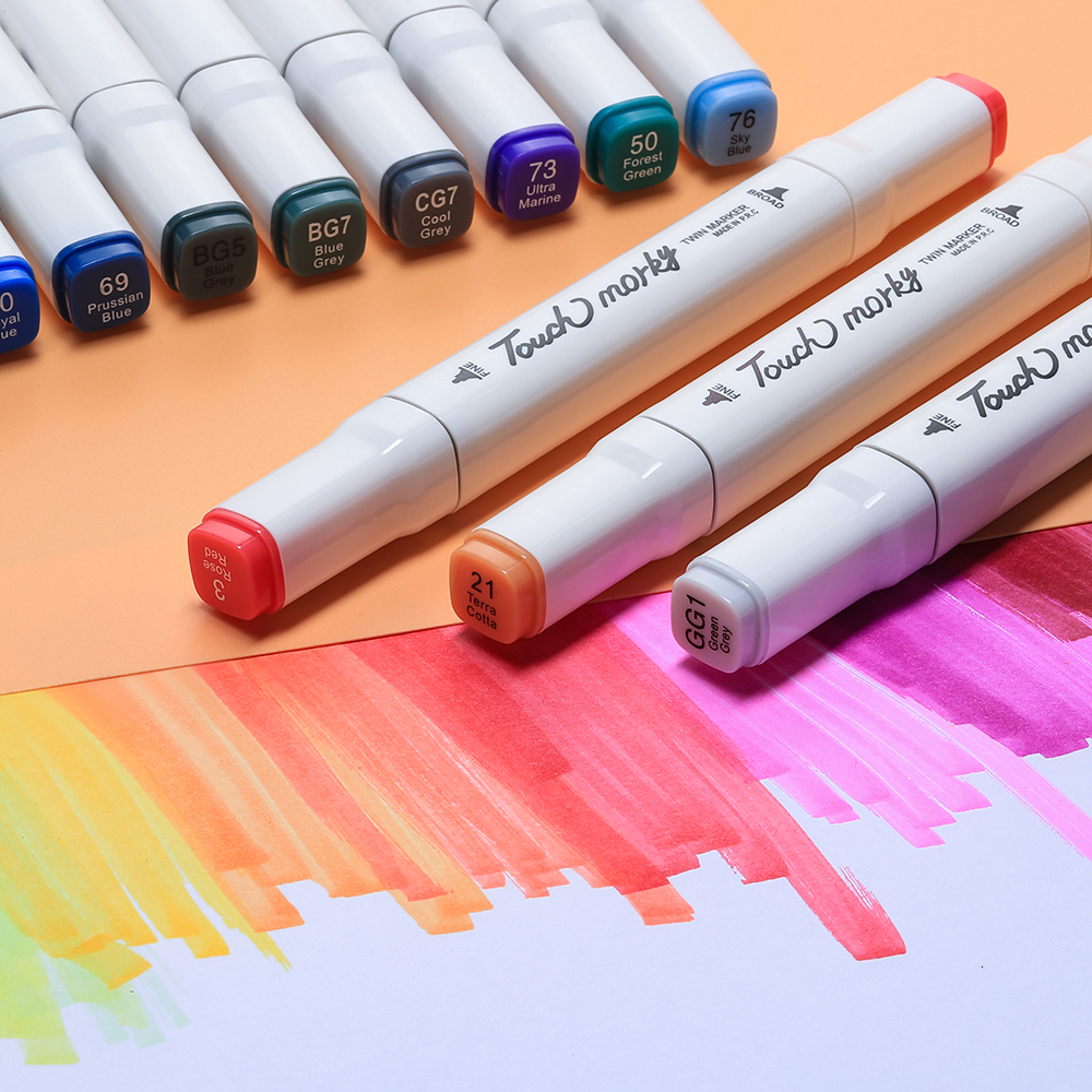 Markers Mark Pen 36/48/60/80/168 Colorful Art Mark Comic Sketch Mark Alcohol Felt Double Brush for Bookmark Comic Drawing Gifts 230408