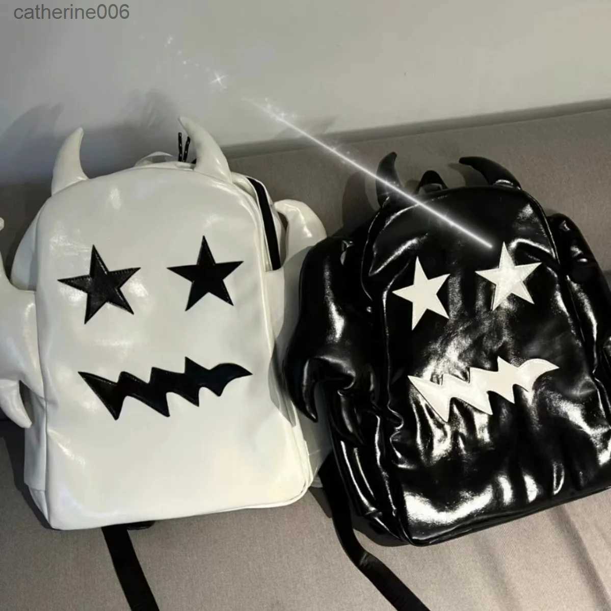 Backpacks Y2k Backpack Cool Devil Boys Girls School Books Bags Large Capacity Laptop Backpacks Vintage Harajuku Soft Rucksack for StudentL231108