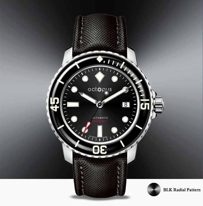 Wristwatches Octopus Fifty Fathoms Tuna Mechanical Men's Watch NH35 Movement C3 Luminous Stainless Steel Retro 20ATM Diver For MenWristw, Blk radial pattern
Wristwatches Octopus Fifty Fathoms Tuna Mechanical Men's Watch NH35 Movement C3 Luminous Stainless Steel Retro 20ATM Diver For MenWristw, Blk radial pattern
