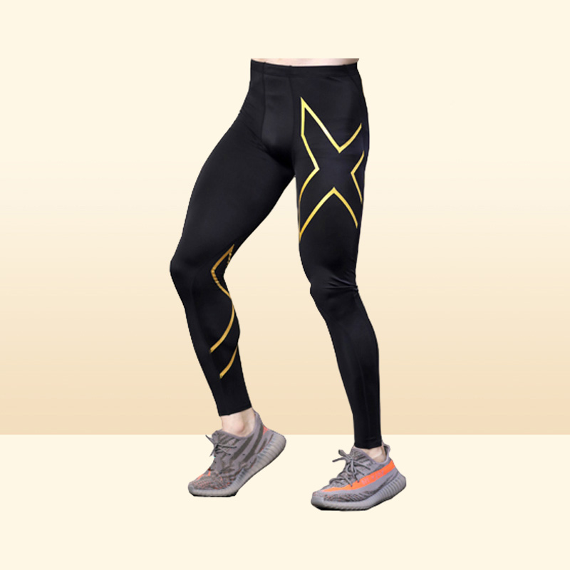 Men Gym Bodybuilding Compression Tight Long Pants Black Trousers Joggers Mallas Hombre Fitness Running Pants 2xu