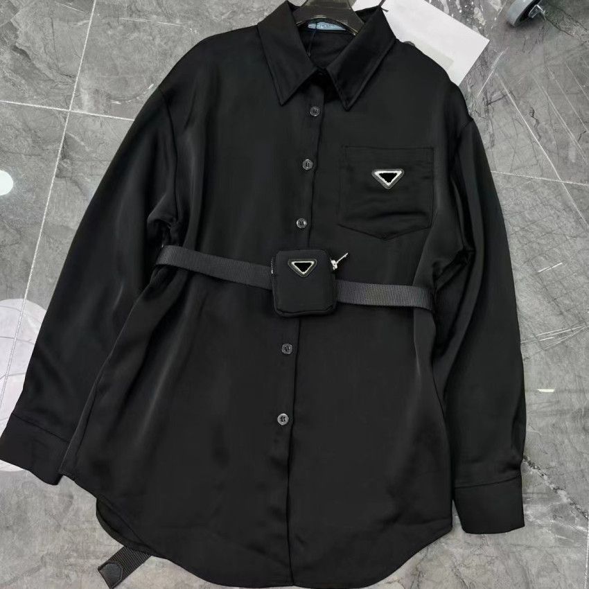 Sashes Blouse for Womens Designers Triangle Letter Shirts Tops Quality Chiffon Women' Blouses Sexy Coat with Waist Bag SML, White
Sashes Blouse for Womens Designers Triangle Letter Shirts Tops Quality Chiffon Women' Blouses Sexy Coat with Waist Bag SML, White