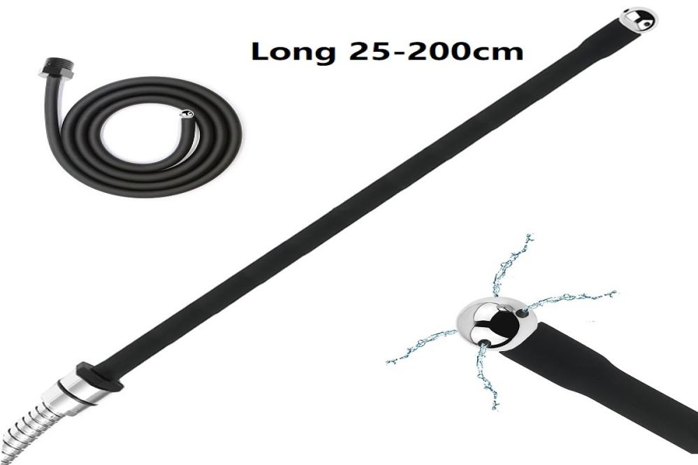 25 to 200cm Long Douche Silicone Enema Anal Shower Cleaning Head Beads Butt Plug Nozzle Tip Faucet Attachment Gay