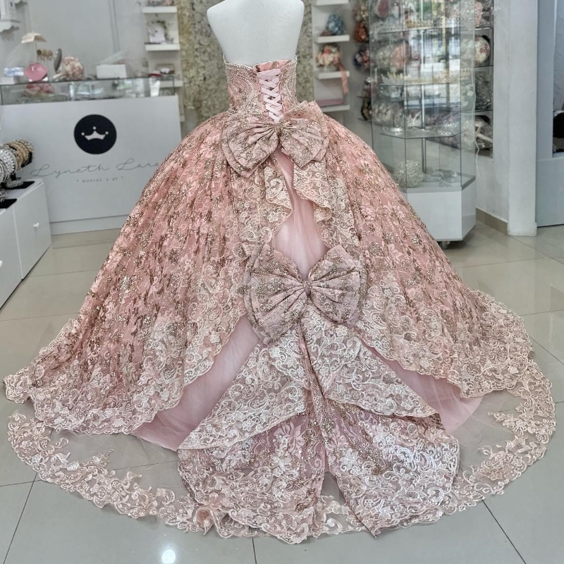 2024 Pink Off The Shooulder Quinceanera Beading Sparkly Party Dresses Formal Exquisite Crystal Beads Gown Vestidos De 15