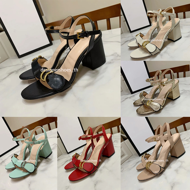 Designer Sandal Women Slippers Metal Double Heel Letter Logo Mules Fashionable Rubber Pumps Fashion Chunky Block Heel Belt Buckle Women Shoes