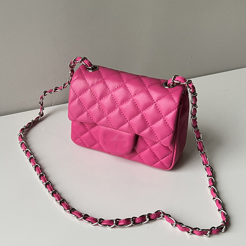 Laides Lambskin Crossbody Shoulder Fuchsia Bags Classic Mini Flap Sqaure Quilted 5 Colors Purse Womens Silver Metal Hardware Matelasse Chain Leisure Handbags 17CM, Box
Laides Lambskin Crossbody Shoulder Fuchsia Bags Classic Mini Flap Sqaure Quilted 5 Colors Purse Womens Silver Metal Hardware Matelasse Chain Leisure Handbags 17CM, Box