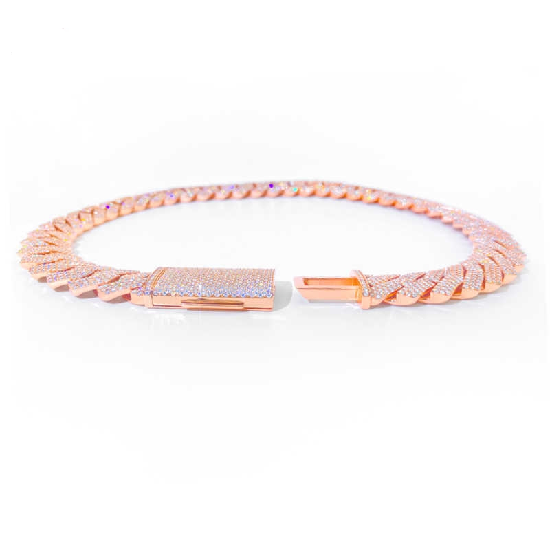 High-end necklace VVS bracelet designer jewelry moissanite chain cuban k High Quality 3 Rows VVS Moissanite Dia Chain White Rose Gold Plated Hip-hop c