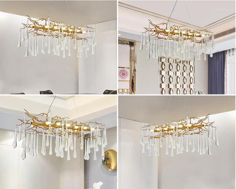 Crystal Chandelier French Lamp Living Room LED Tree Branch Decoration El Restaurant Lights