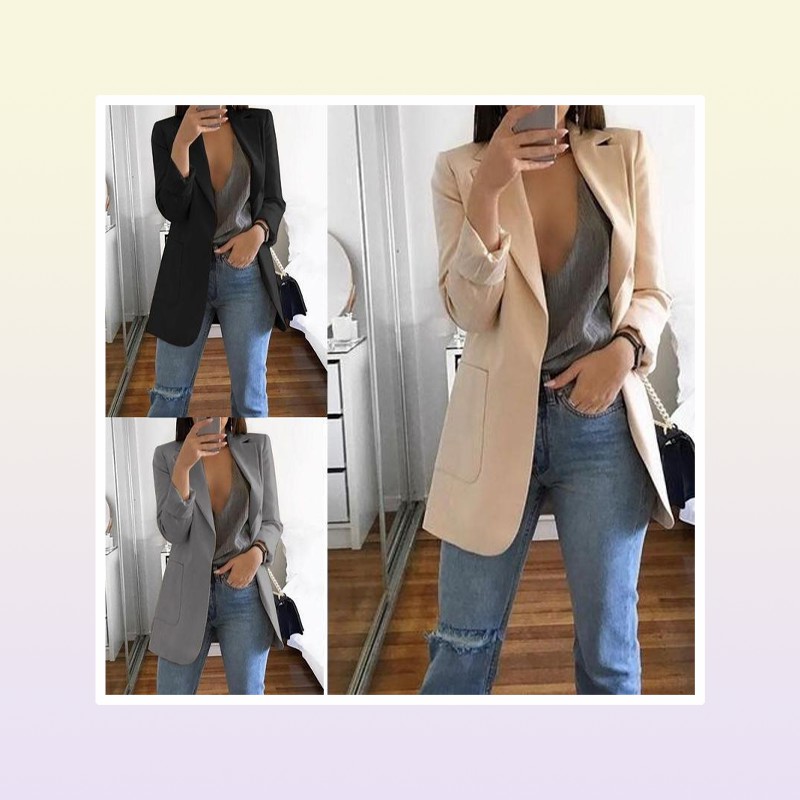 Women039s Suits Blazers Women Slim Blazer Jacket Outwear Long Sleeve Career Formal Business Coat Casual Womens Tops