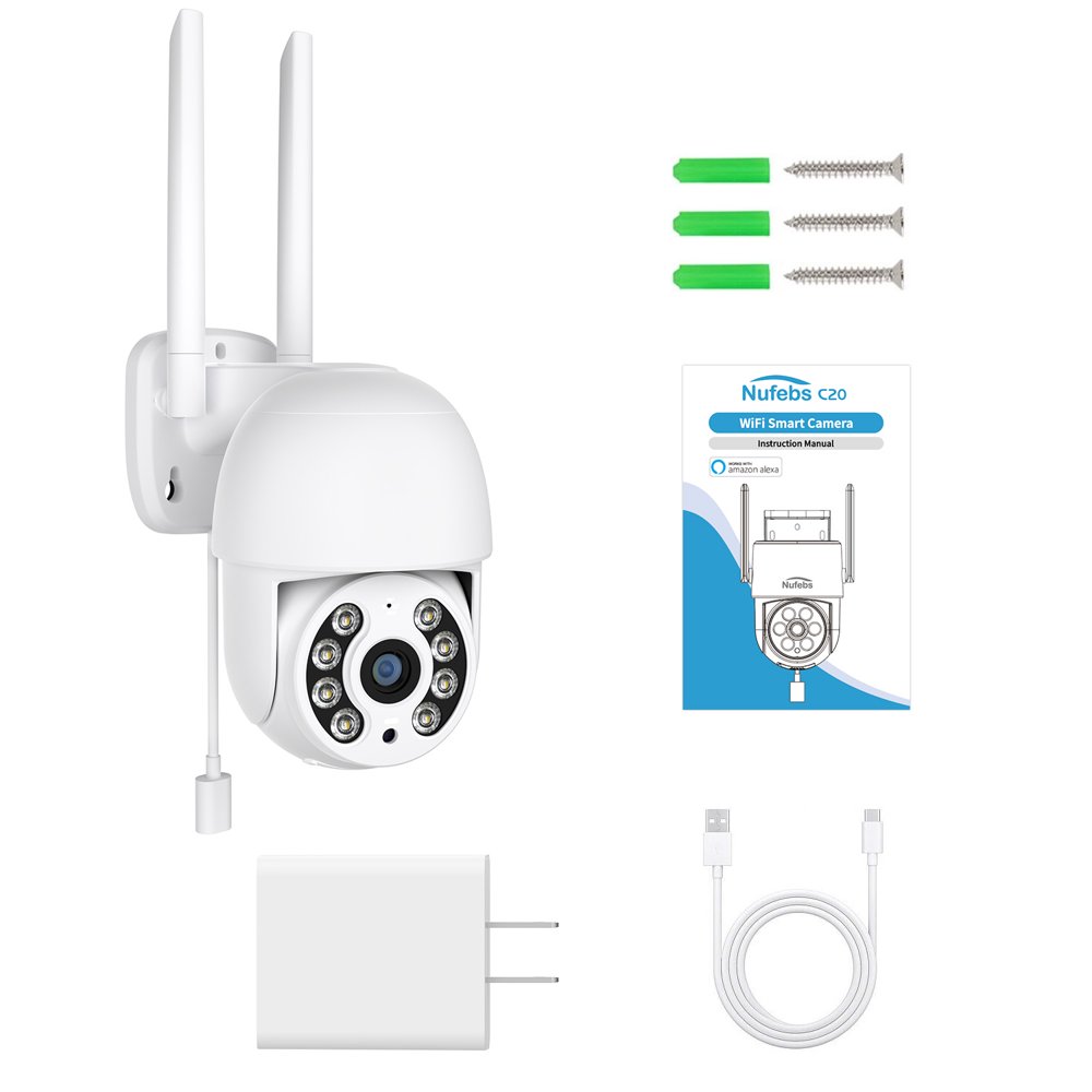 4MP Cameras Wireless Wifi 360° View Outdoor Camera with Full Color Night Vision IP65 Waterproof 2-Way Audio Home System for Indoor/O