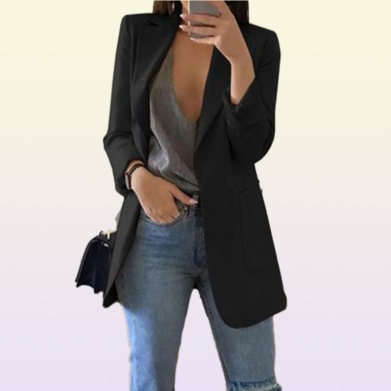 Women039s Suits Blazers Women Slim Blazer Jacket Outwear Long Sleeve Career Formal Business Coat Casual Womens Tops