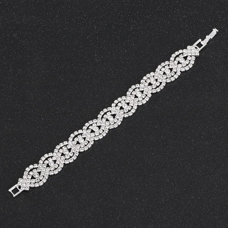 Stud TREAZY Silver Color Rhinestone Crystal Bridal Jewelry Sets for Women Necklace Earrings Bracelet Set Wedding Accessories 231109