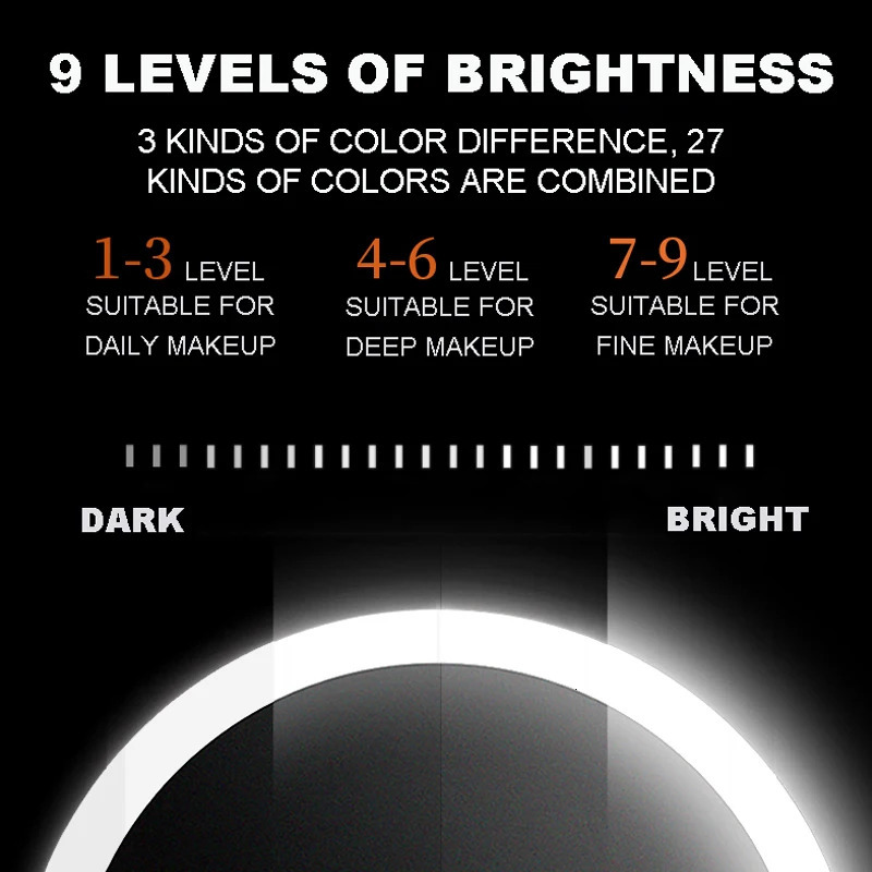 Compact Mirrors 3 Color LED Vanity Makeup Mirror Light Rechargeable Stand Light Travel Portable Lamp With Switch Makeup Cosmetic Table Desk 231109