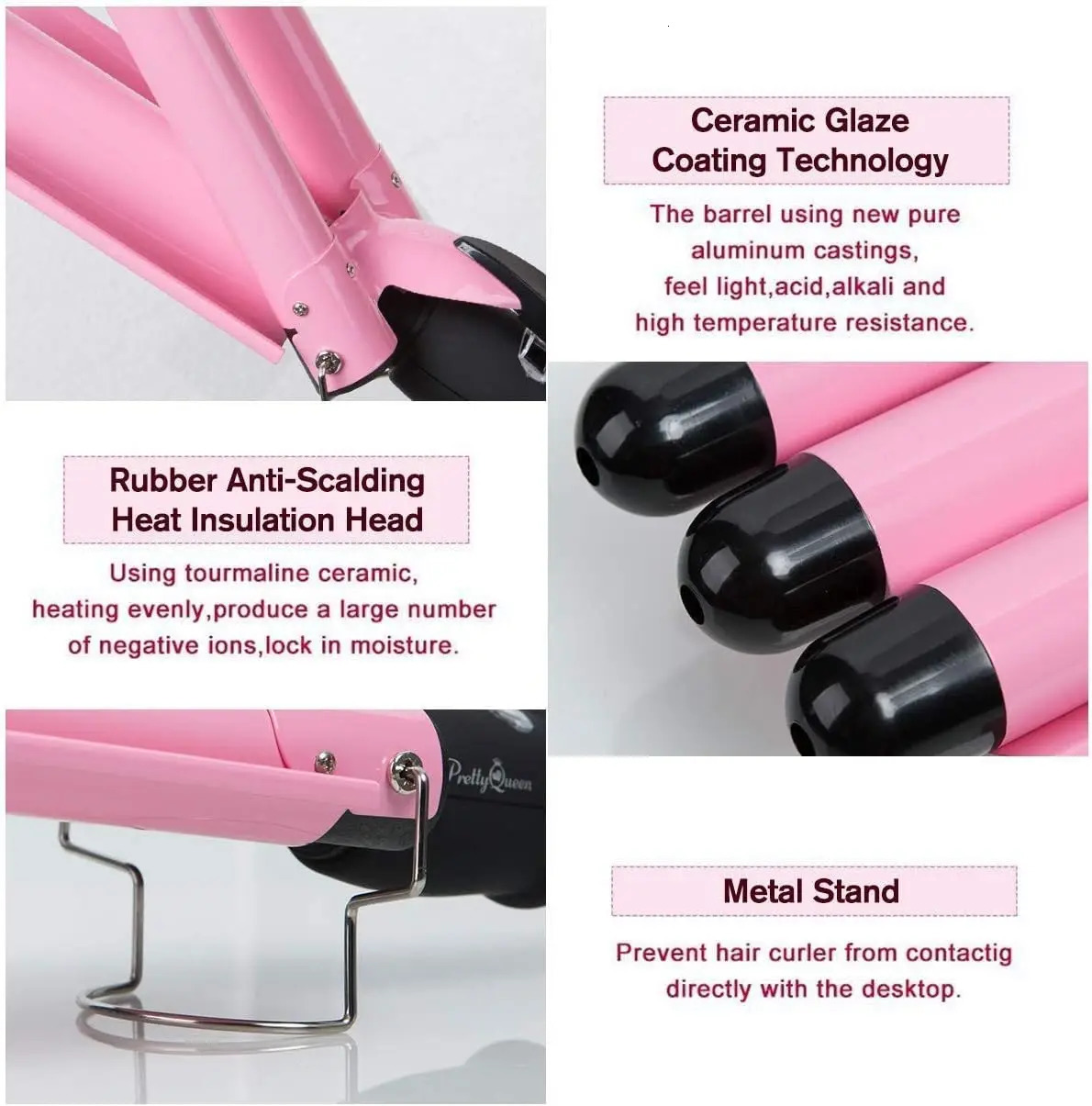 Curling Irons 3 Barrel Curling Iron Hair Crimper Portable Temperature Adjustable Ceramic Wave Iron Wand Curler DIY Curly Hair Stylin 231109