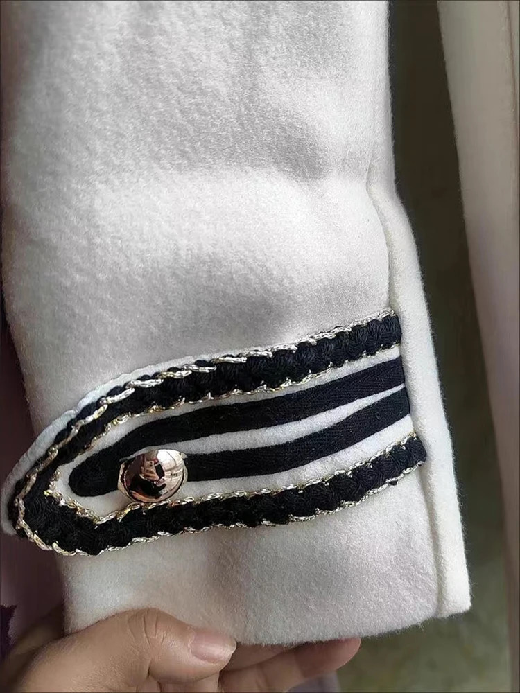 Womens Wool Blends Winter Double Breasted Black Long Woolen Coats Women Thicken Slim Blend Jackets Warm Cotton Padded Lined Abrigos Largos 231109