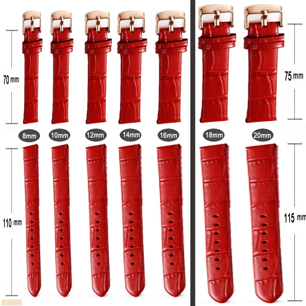Watch Bands Real Animal Skin Leather Watch strap 8mm 10mm 12mm 14mm 16mm 18mm 20mm Cowhide Watch Band For Women Lolarose JULIUS with tools 231109