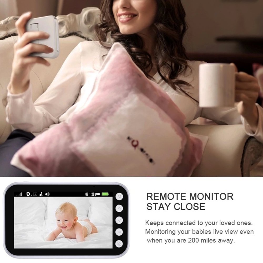 4.3-inch Video Baby Monitor with Camera and Audio Remote 2-Way Talk Infrared Night Vision 8 Lullabies