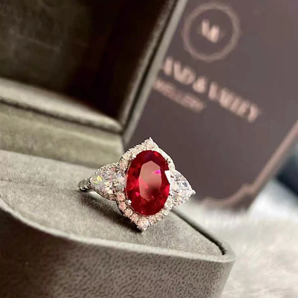 Charm Ruby Diamond Ring 925 Sterling silver Engagement Wedding Band Rings for Women Bridal Promise Party Jewelry Gift