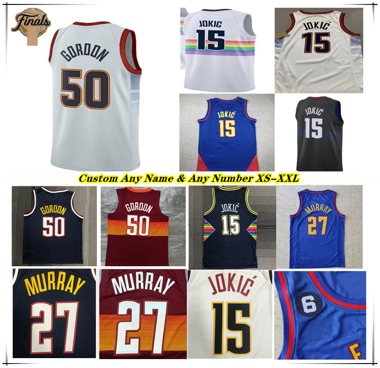 Printed Nikola Jokic Basketball Jersey Aaron Gordon Jamal Murray Michael Porter Jr. Kentavious Caldwell-Pope Dikembe Mutombo Iverson Anthony Denver City Edition