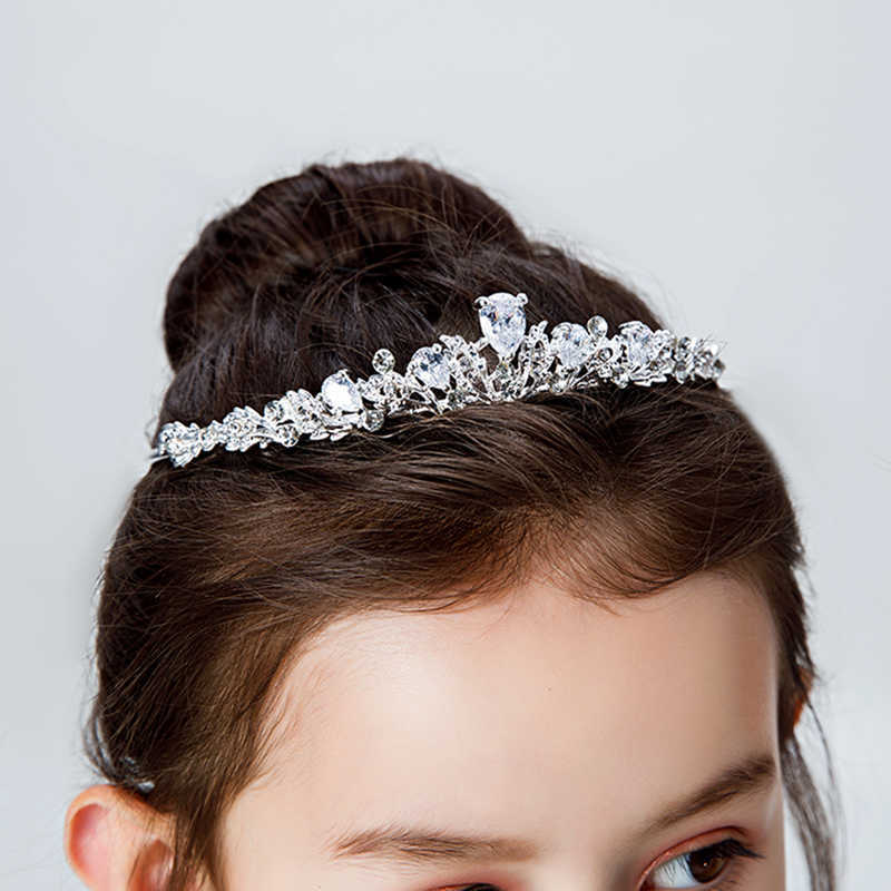 Wedding Hair Jewelry Fashion Gold Silver Color Crystal Crowns For Kids Child Girls Pearls Tiaras Diadems Wedding Hair Accessories Bridal Jewelry P2304