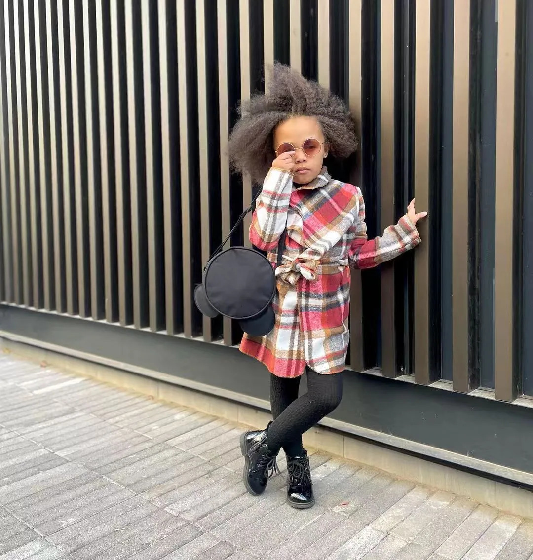 Clothing Sets Winter Toddler Girl's Plaid Coats With Belt Windproof Winter Children Girls Coats Kids Clothes Warm Girls Jacket For 3-9 Years 2311