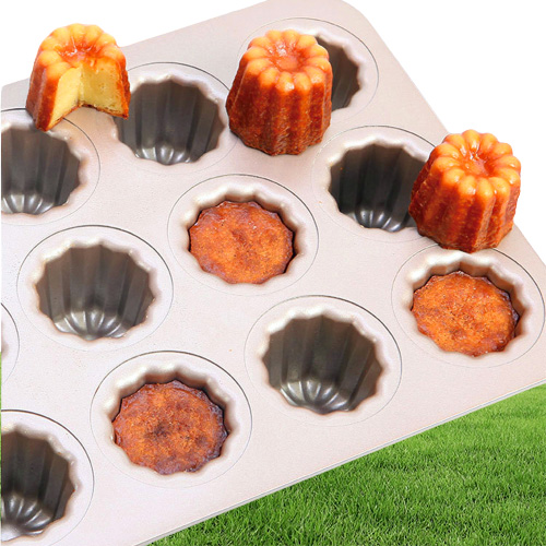 Canele Mold Cake Pan 12Cavity NonStick Cannele Muffin Bakeware Cupcake Pan for Oven Baking for Holiday and Vacations1922155