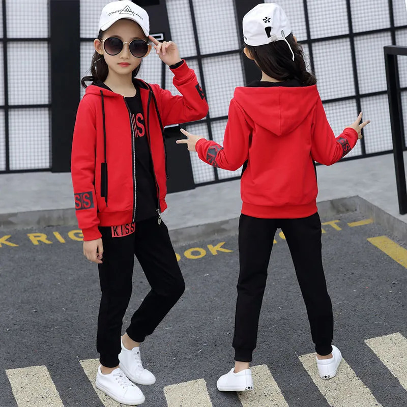 Clothing Sets Fashion Girls Clothes Sets Autumn Winter Vest Coat Pants 3PCS Baby Kids Tracksuit Children's Clothing Teen 5 6 8 10 12 Years 231109