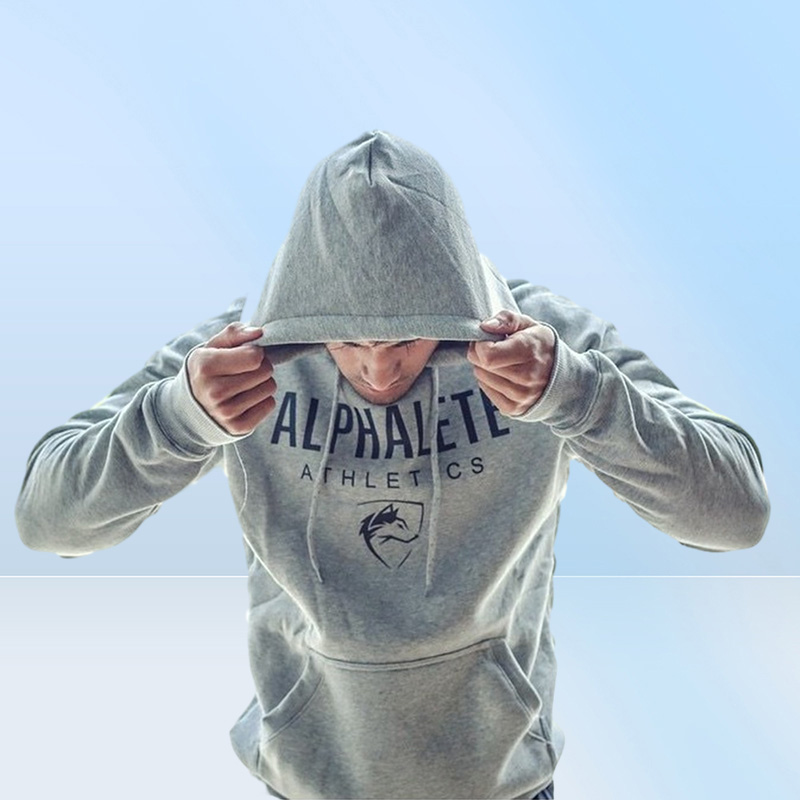 ALPHALETE Men Gyms Hoodies Gyms Fitness Bodybuilding Sweatshirt Pullover Sportswear Male Workout Hooded Jacket Clothing SH190921
