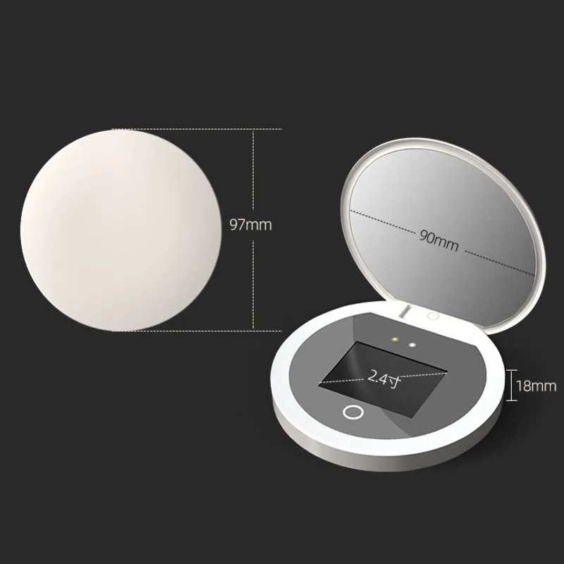 Compact Mirrors UV Sunscreen Test Camera Portable LED Cosmetic Mirror Sunscreen Makeup Removal Skin Condition Detection Mini Travel Mirror 231109