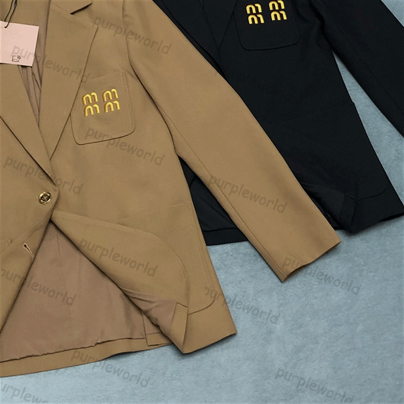 Womens Blazer Jacket Loose Jacket Letter Embroidered Long Sleeve Casual Office Coat