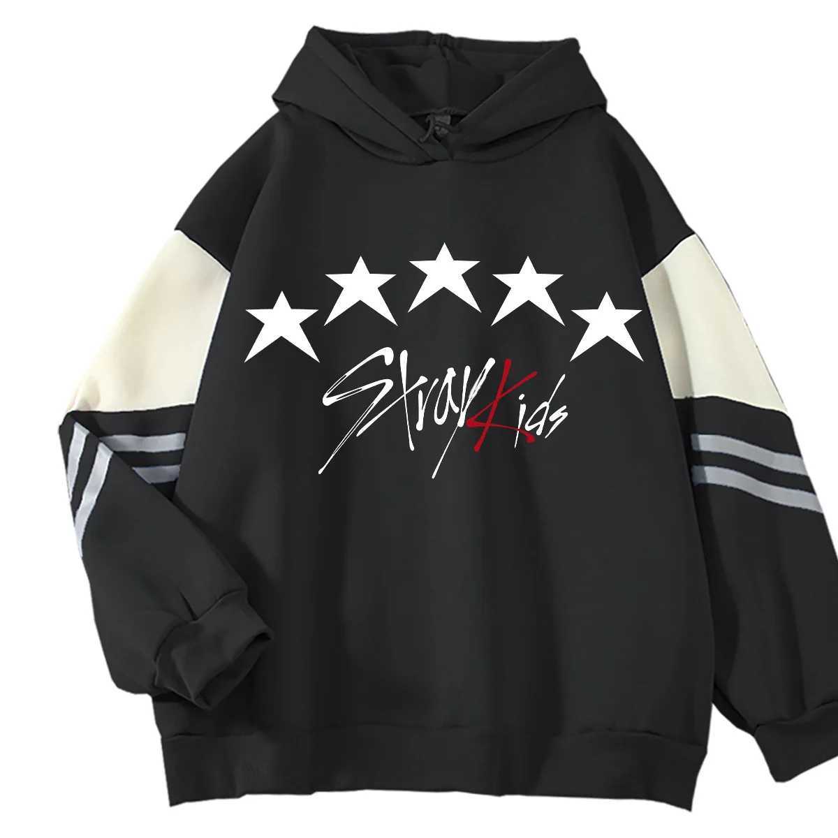 Men's Hoodies Sweatshirts Korean Boy Band Stray Kids 2023 New Album 5 Star Print Hoodies Harajuku Fashion Loose Sweatshirts Unisex Trend Vintage 