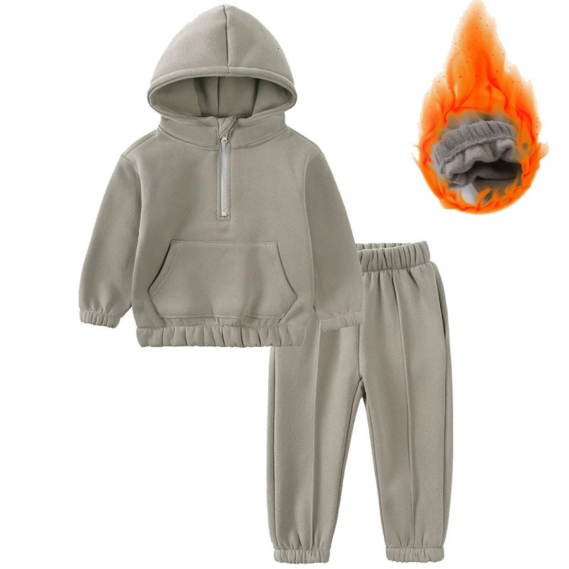 Clothing Sets Children's clothing autumn and winter children's fleece long sleeved set 0-6 year old baby hooded sweater sports two-piece s 2