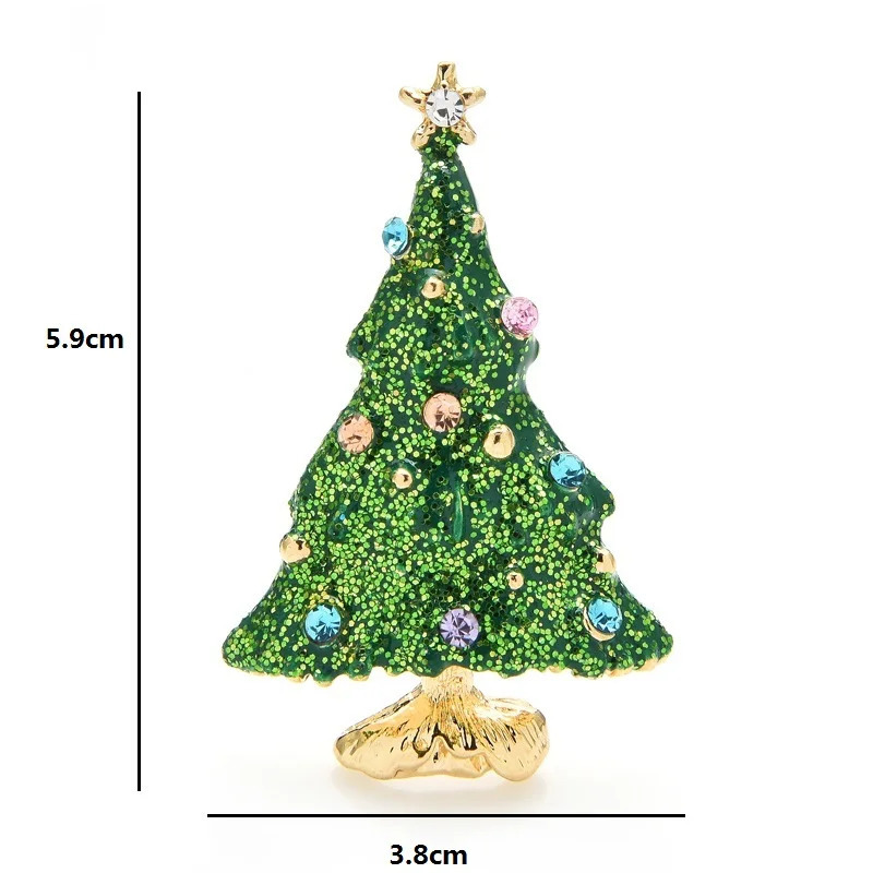 Pins Brooches Wuli baby Snowing Christmas Tree Brooches Women Men Rhinestone Sparkling Tree Brooch Pins Year Gifts 231109