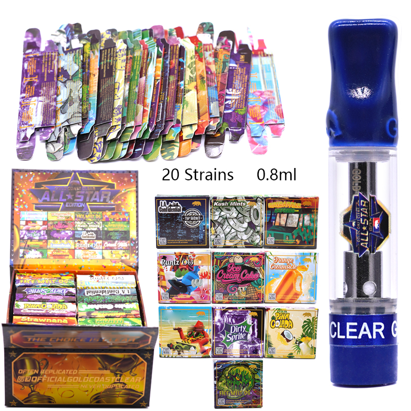 All Star GOLD COAST CLEAR GCC & Summer Edition Cart Empty Vape Pen Cartridge Atomizer 0.8ml Ceramic Coil Tank Thick Oil Vaporizer Carts E Cigarettes 510 Thread 20 Strains
All Star GOLD COAST CLEAR GCC & Summer Edition Cart Empty Vape Pen Cartridge Atomizer 0.8ml Ceramic Coil Tank Thick Oil Vaporizer Carts E Cigarettes 510 Thread 20 Strains