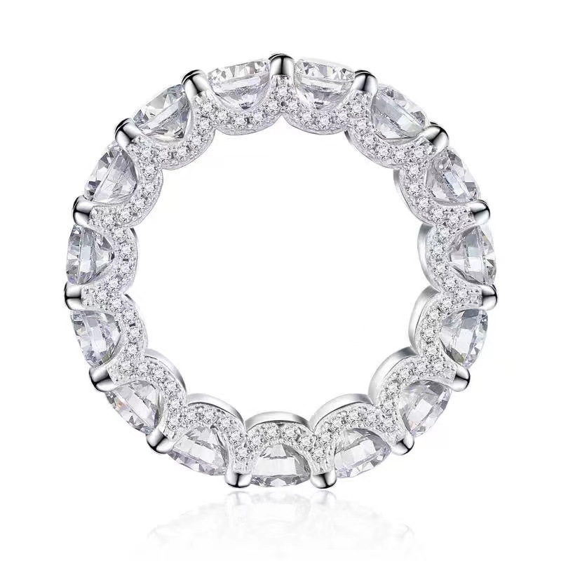 Full Round Moissanite Dia Ring 100% Real Sterg Sier Party Wedding Band Rings for Women Men Engagement Jewelry
