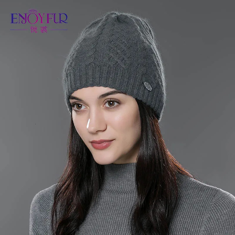 BeanieSkull Caps ENJOYFUR Women Autumn Winter Hats Elastic Knitted Wool Cotton Gorro Solid Multicolors Beanies Cap Highend Cute Casual 231109