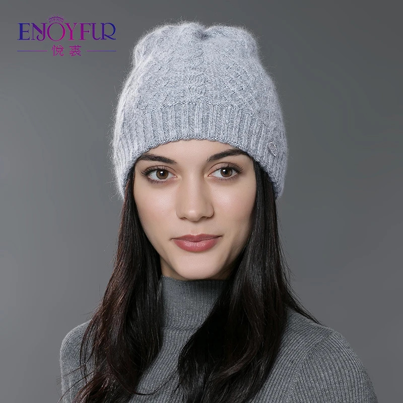 BeanieSkull Caps ENJOYFUR Women Autumn Winter Hats Elastic Knitted Wool Cotton Gorro Solid Multicolors Beanies Cap Highend Cute Casual 231109