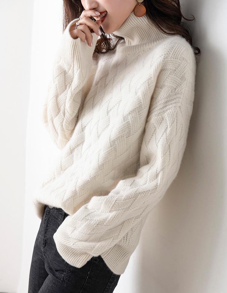 Womens Sweaters Cashmere Sweater Women Turtleneck Pure Color Knitted Pullover Loose Large Size WomenWomens