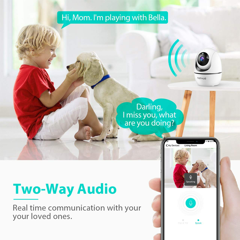 Wireless Home Smart Camera for Room WiFi 1080P Indoor Surveillance Camera Motion Detection Night Vision 2-Way Audio with Phone