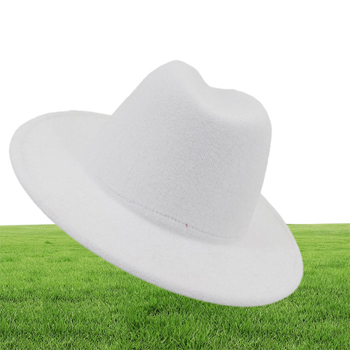 FS White Red Patchwork Wool Felt Jazz Fedora Hat Women Unisex Wide Brim Panama Party Trilby Cowboy Cap Men Gentleman Wedding Hat51
