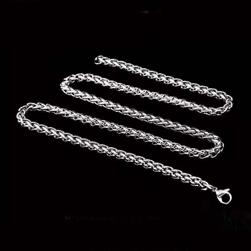Men's Titanium Steel Box Chain Necklace Flat Snake Chain Keel Chain Water Wave Chain Stainless Steel Clavicle Chain Jewelry Gift