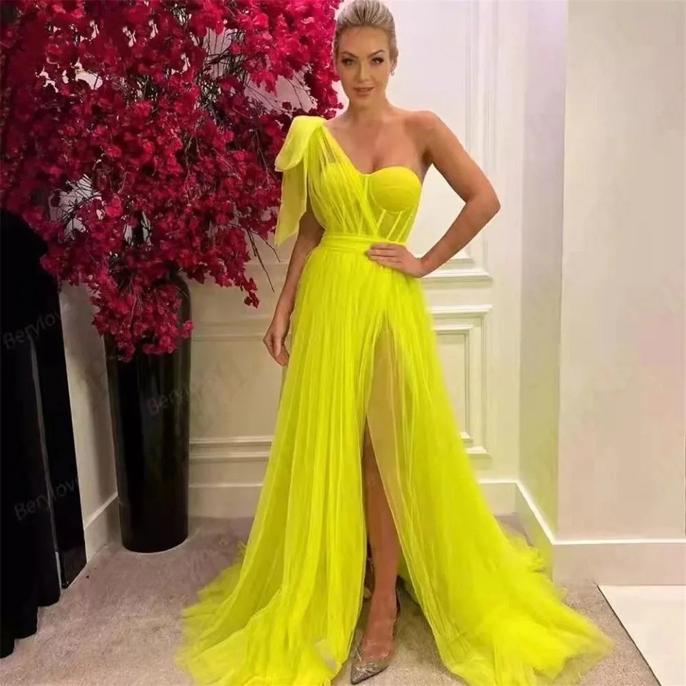 Royal Fashion Blue Evening Formal Dress One Shoulder Side Split Tulle Sleeveless Birthday Party Gown Prom Dresses Robe Soiree Vestidos De Fieast es