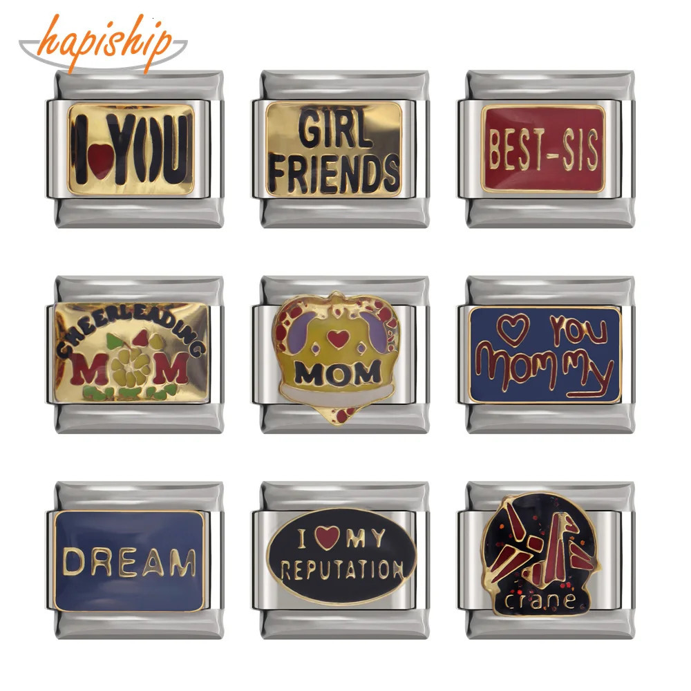 Charms Hapiship Top Top 9mm Width Original Daisy MOM Dream Love Italian Charm Bracelet Stainless Steel Jewelry Making DJ060 231109