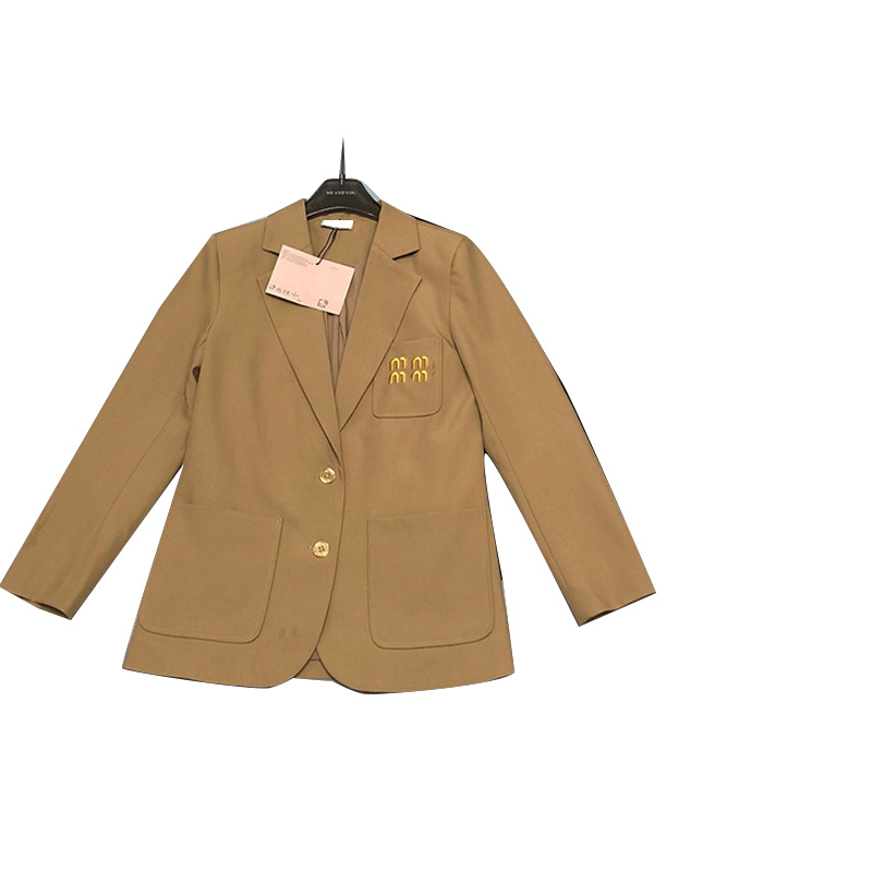 Womens Blazer Jacket Loose Jacket Letter Embroidered Long Sleeve Casual Office Coat