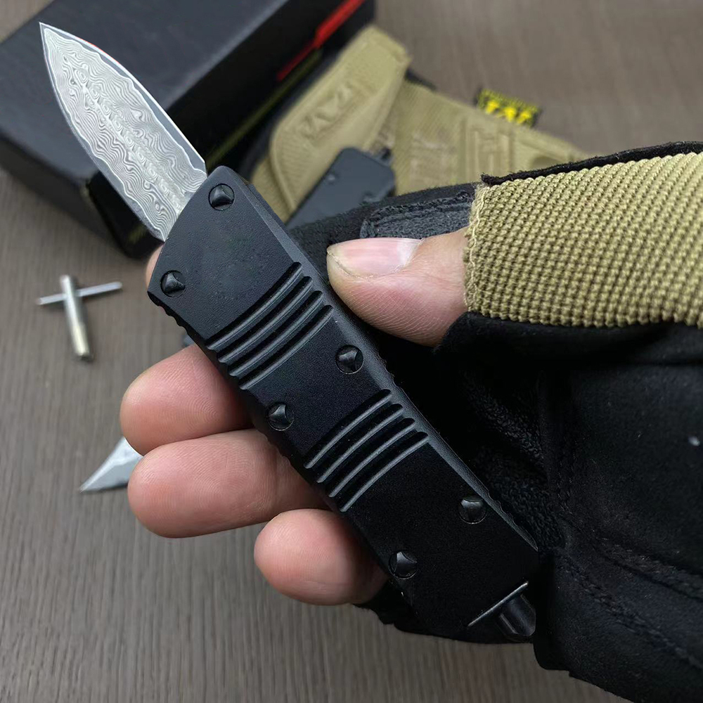 High End Small MT UT Tactical Knife VG10 Damascus Steel Blade CNC 6061-T6 Handle EDC Gift Knives With Nylon Bag