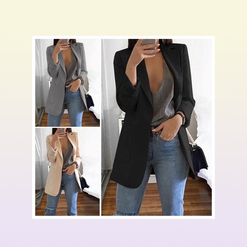 Women039s Suits Blazers Women Slim Blazer Jacket Outwear Long Sleeve Career Formal Business Coat Casual Womens Tops