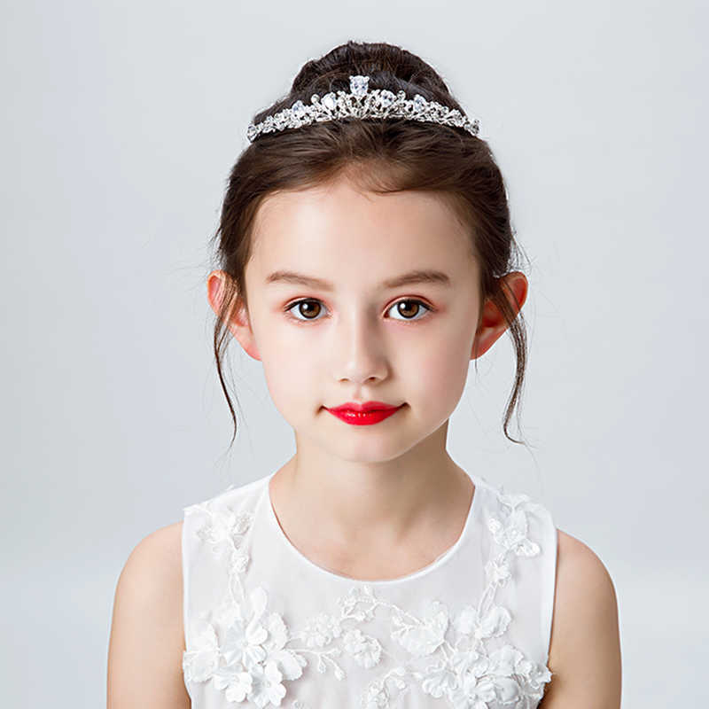 Wedding Hair Jewelry Fashion Gold Silver Color Crystal Crowns For Kids Child Girls Pearls Tiaras Diadems Wedding Hair Accessories Bridal Jewelry P2304