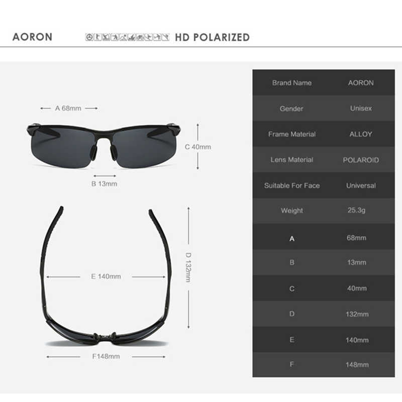 Sunglasses AORON Polarized Sunglasses Mens Classic Sports Driving Sun Glasses UV400 Luxury Male Aluminum Frame Sunglasses Z0408