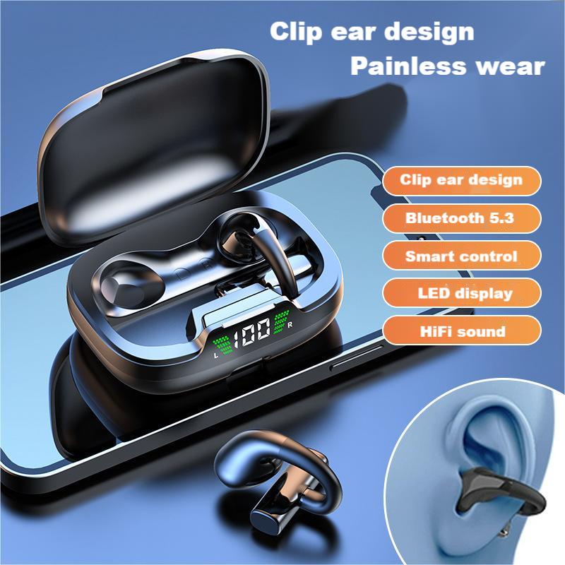 TWS Bluetooth headphone Clip-on type Earphone JR03 Tws Earbuds Microphone Wireless Earphone LED display high Quality Headphone Sport Earphone
