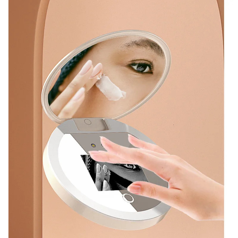 Compact Mirrors UV Sunscreen Test Camera Portable LED Cosmetic Mirror Sunscreen Makeup Removal Skin Condition Detection Mini Travel Mirror 231109