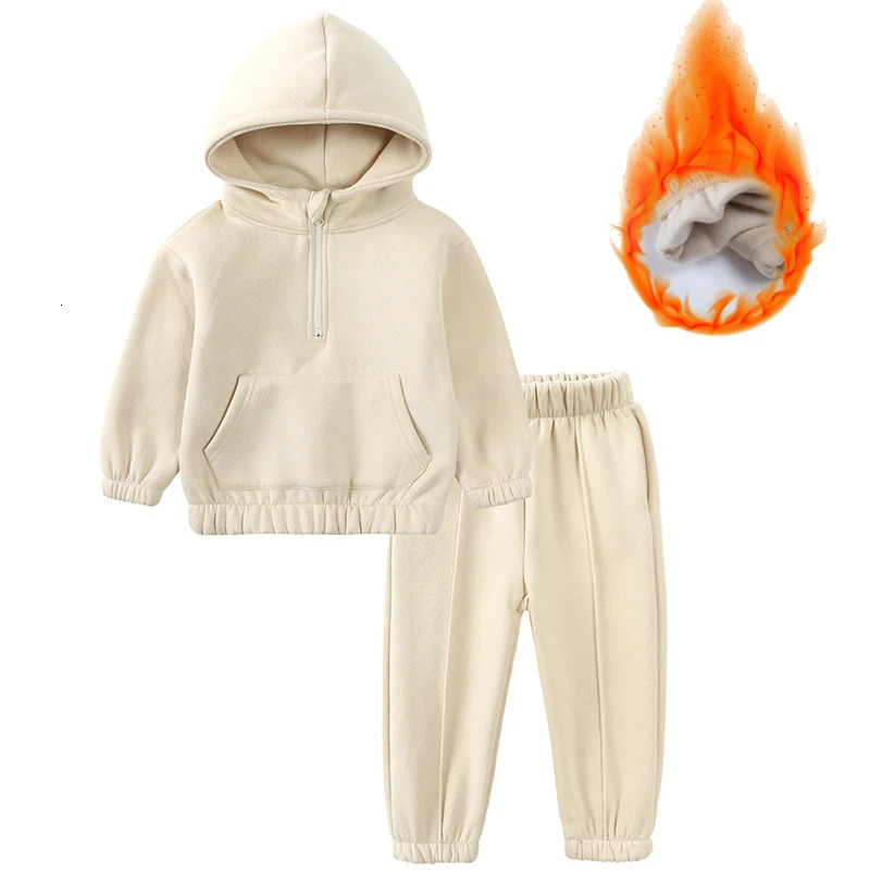 Clothing Sets Children's clothing autumn and winter children's fleece long sleeved set 0-6 year old baby hooded sweater sports two-piece s 2